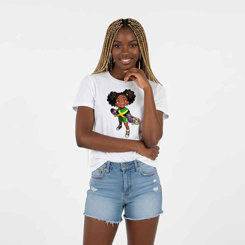 Thumbnail: Jamaican Anime Skater Girl Tee