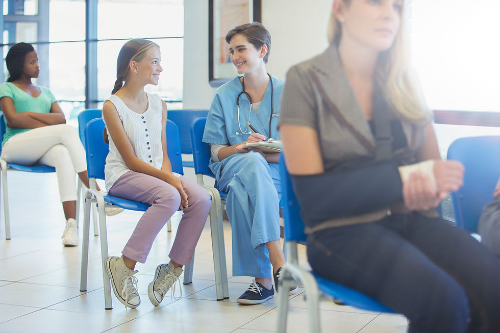 Scena della sala d'attesa dell'ospedale