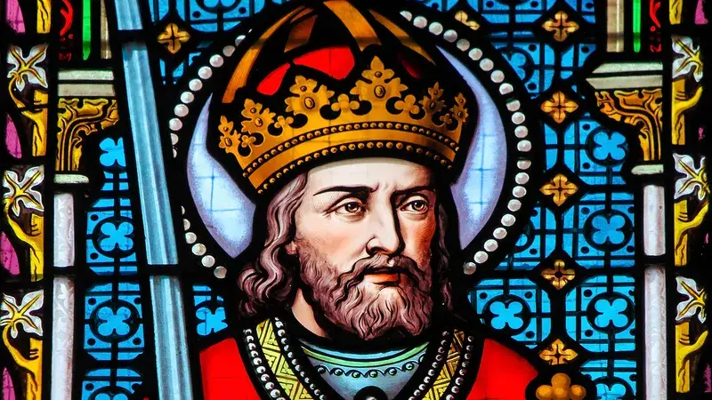 Charlemagne depicted in stained glass