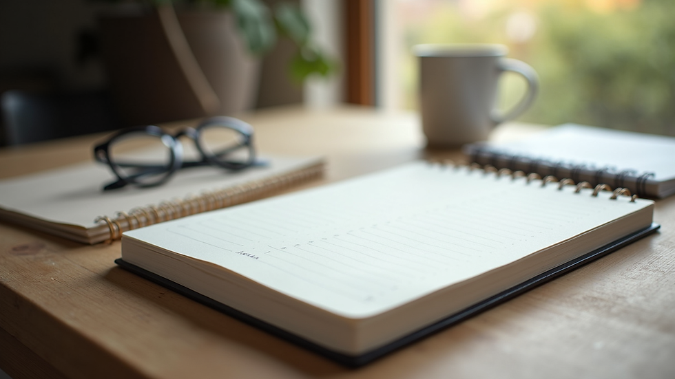 Vue rapprochée d’un carnet de notes avec un stylo, prêt pour planifier une activité digitale