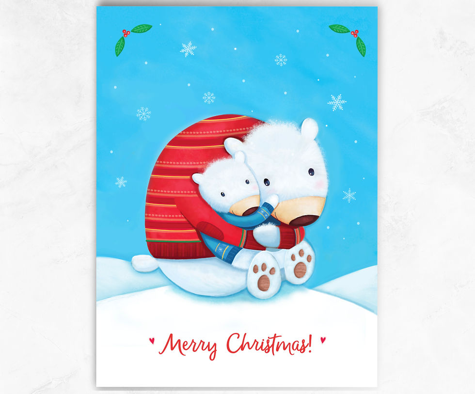 Polar Bear Hugs Christmas Card