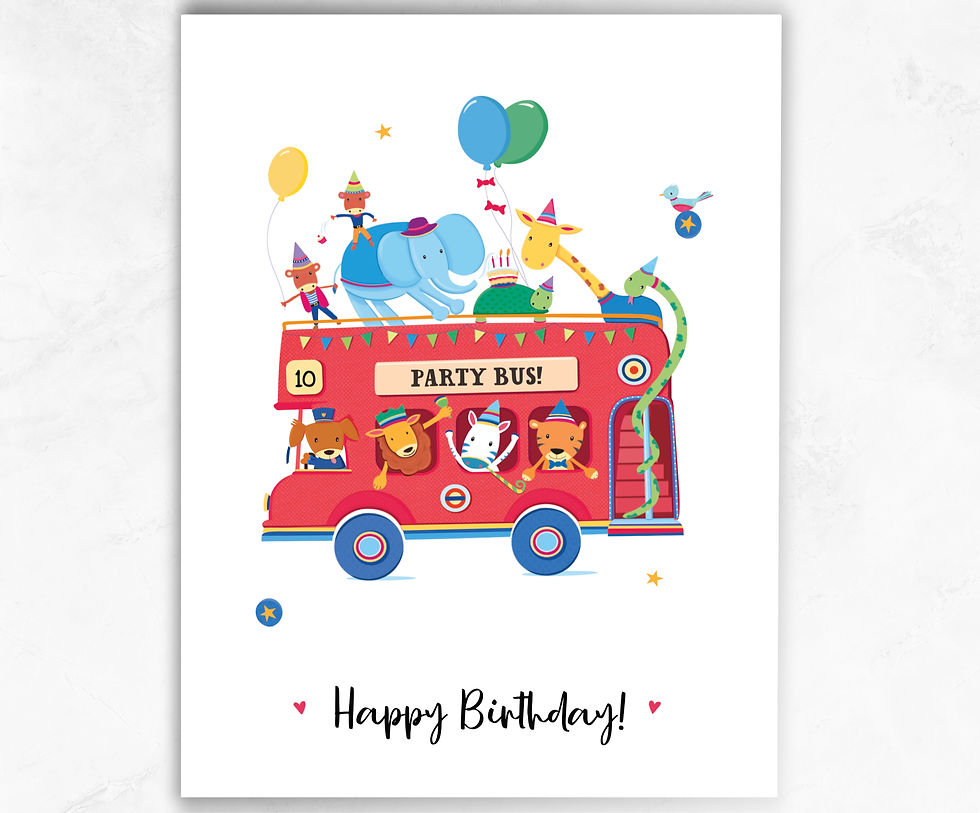 Party Bus Birthday Card