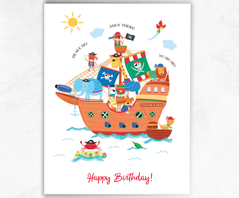 Pirate Ship Birthday Card