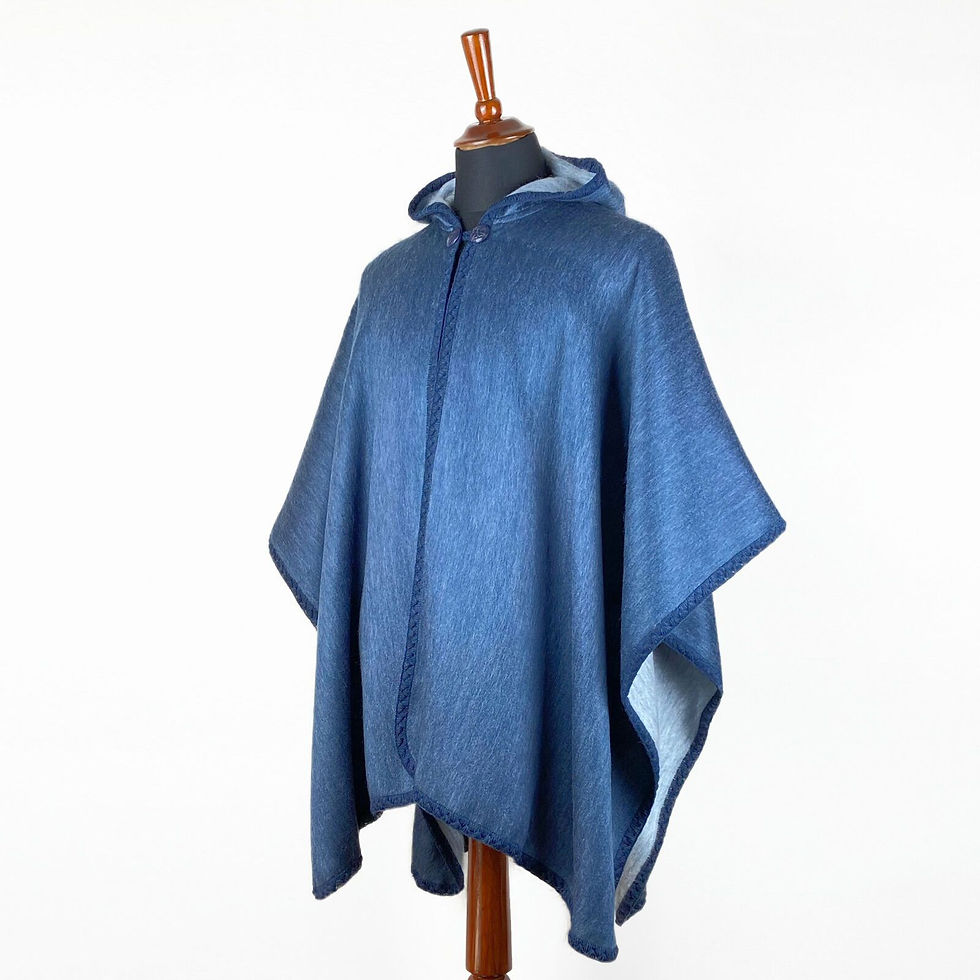 Solid Deep Blue - Lightweight unisex hooded poncho