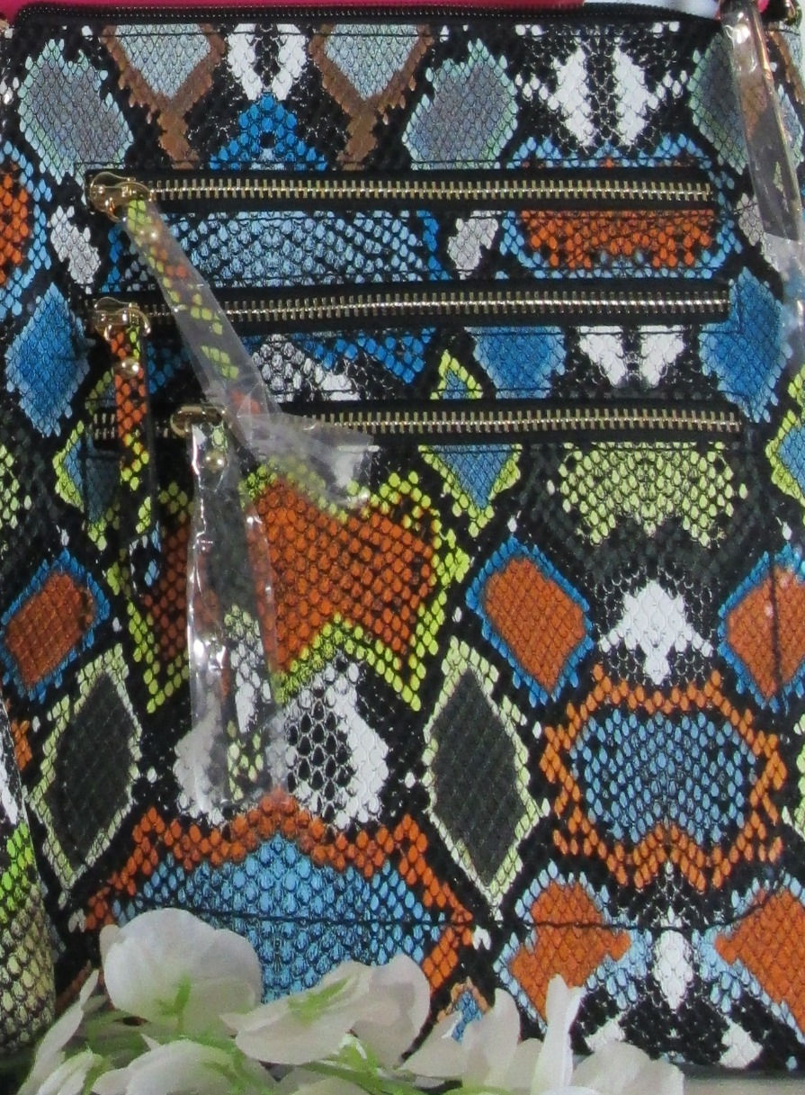 Thumbnail: Multi  Color Snake Skin Print Handbag
