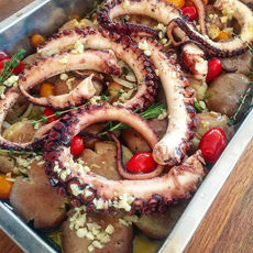 Roasted Octopus with "Punched" Potatoes "Lagareiro Style" ❦ Polvo à Lagareiro co