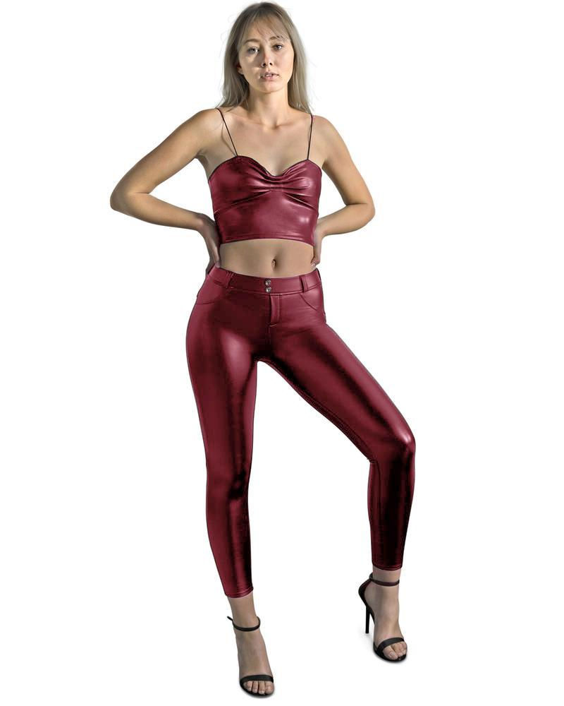 الصورة المصغرة: Oak Vegan Leather Pant - Maroon