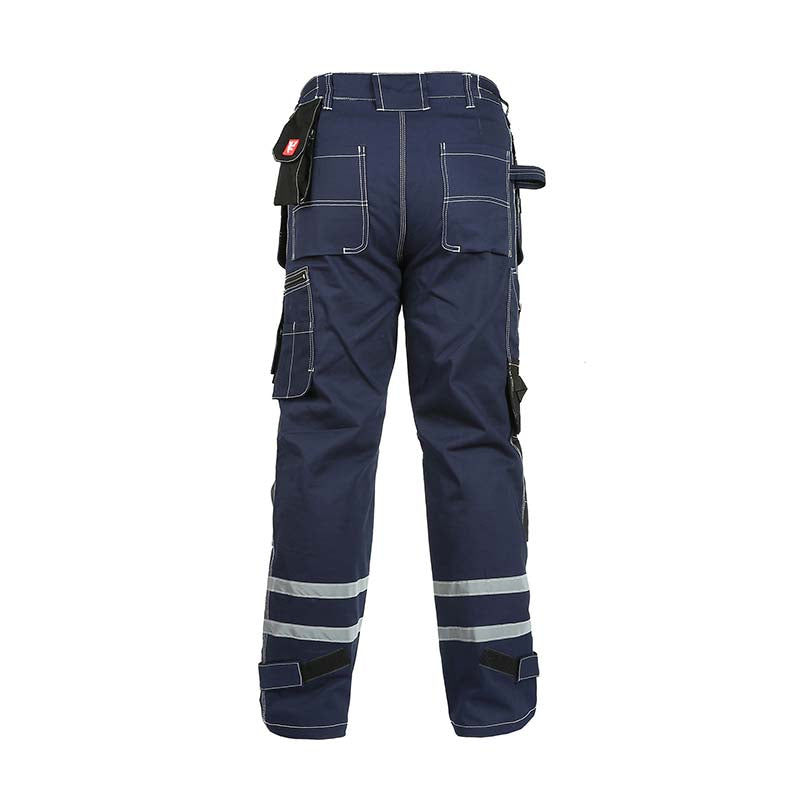 Thumbnail: 100% Cotton Cargo Work Pants With Knee Pad Pockets & Reflective Stripes – B114