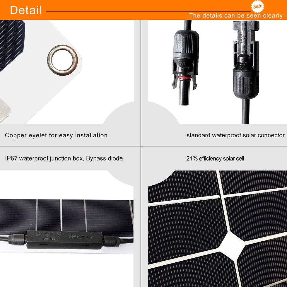 Thumbnail: High Efficiency 100 WATT 12v24v Monocrystalline Flexible Solar Panels