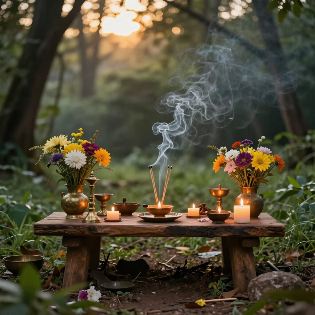 Sacred ritual objects and mystical offerings reflecting Haitian Voodoo tradition