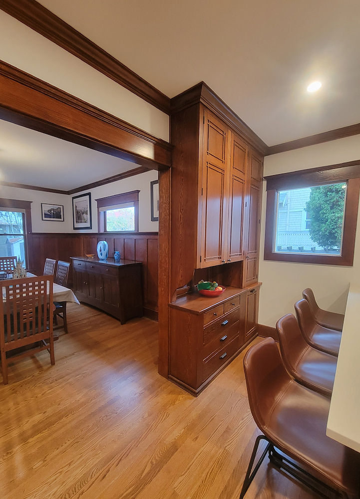 North Vancouver Heritage home kitchen divider between dining room