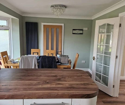 Kitchen painted in classy sage green
