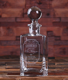 Elegant Engraved Square Glass Whiskey Decanter 