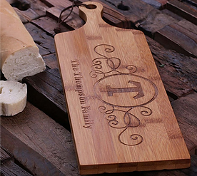 Engraved Bread & Cheese Bamboo Cutting Board