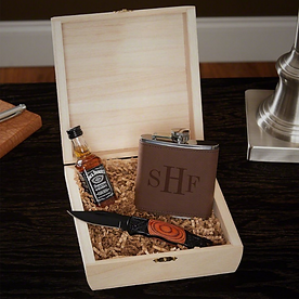 Classic Monogram Gift Box With Knife And Hip Flask
