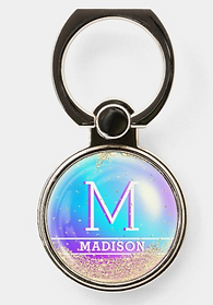 Mermaid Gold Glitter Sparkle Monogram Phone Ring Stand