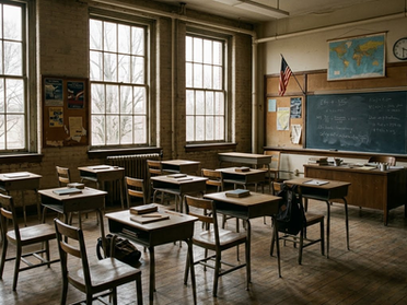 ambiente escolar representando ausência juvenil e abandono