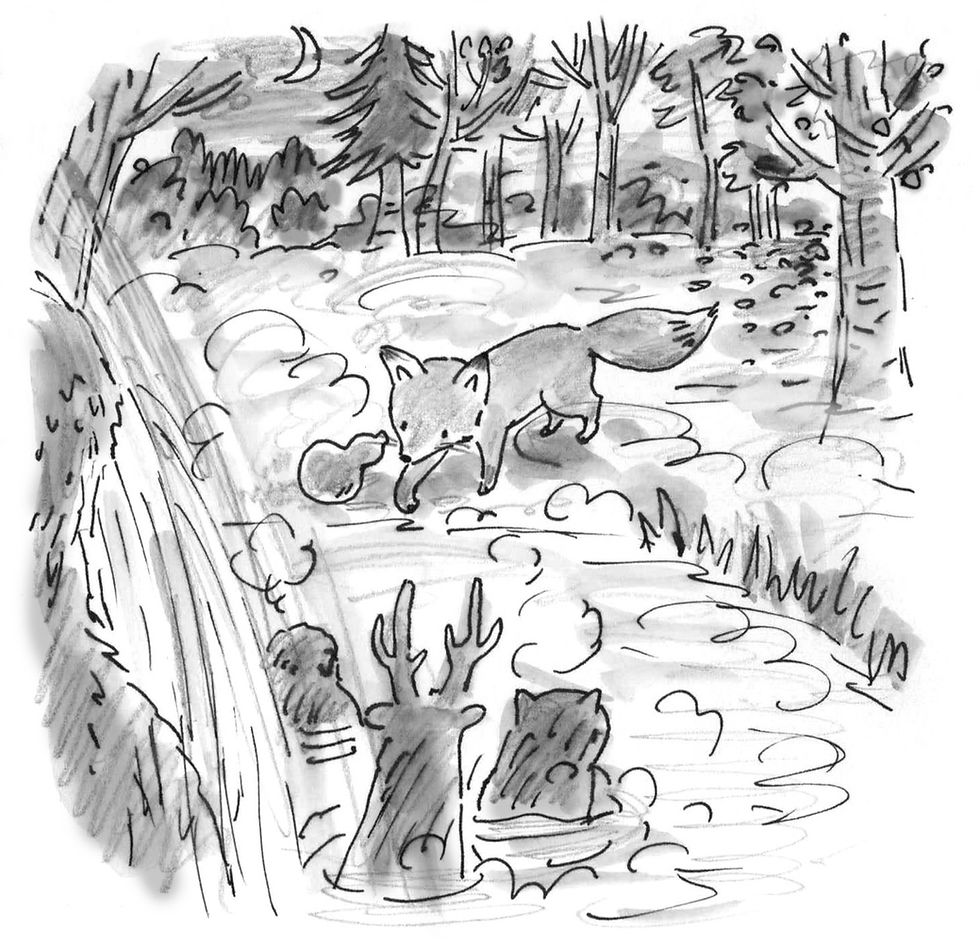 『葉もみじのむこうに』挿し絵　新美南吉童話賞入選作品集　赤いろうそくより