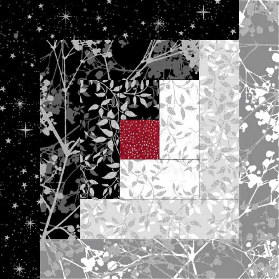 Thumbnail: Log cabin Carpenter Star - Gray scale, king size: 108" x 108"