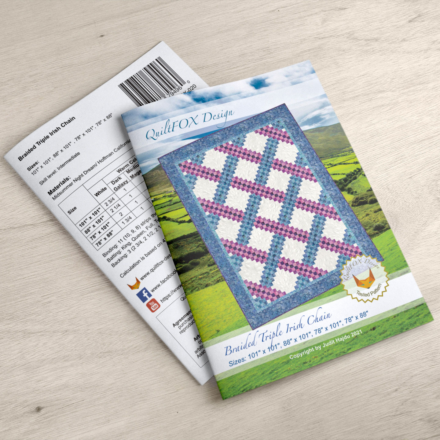 Braided Triple Irish Chain, sizes: 101" x 101/ 88" x 101"/ 78" x 101" / 78"x 88"