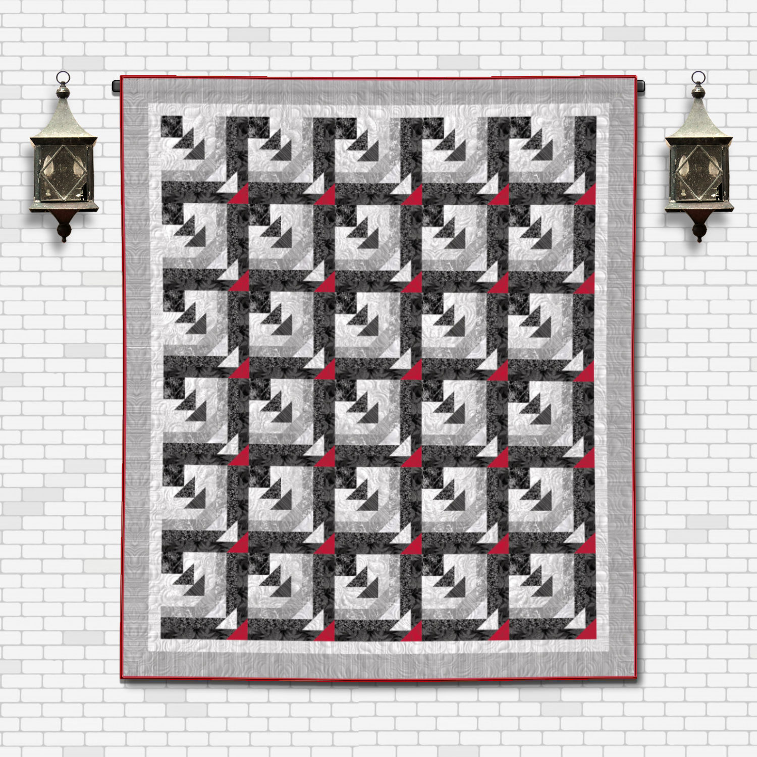 Flying Geese Log Cabins, size: 82" x 96"