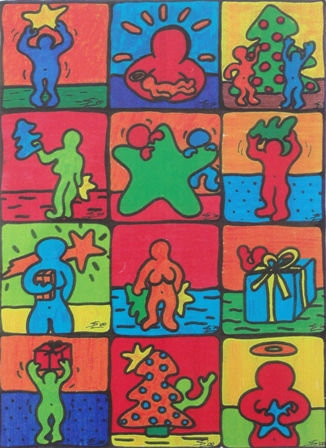 Bunte, ausgefallene Weihnachtskarte