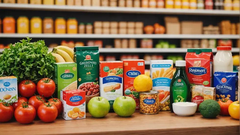 Budget-friendly groceries lined up on a table