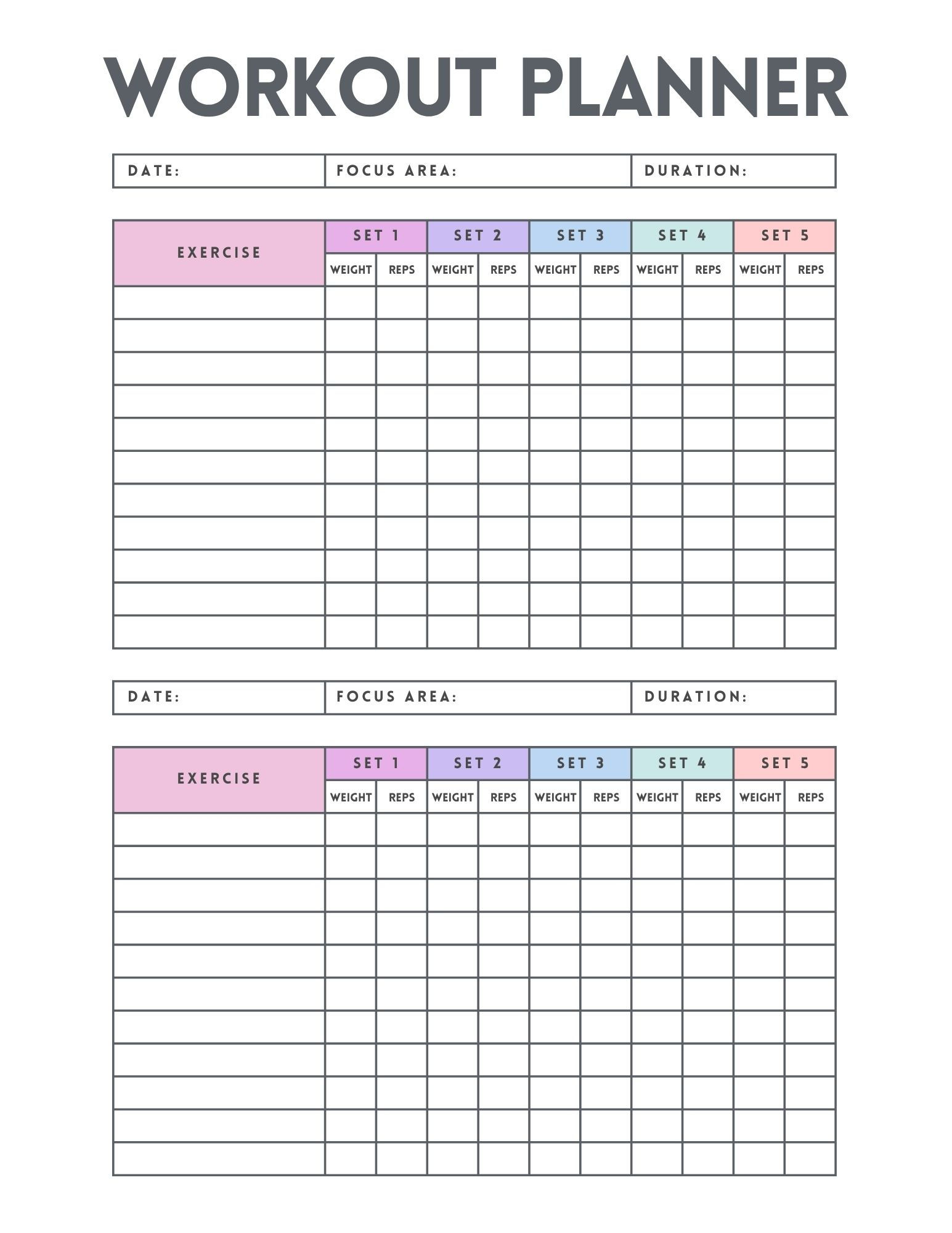 Work Out Planner