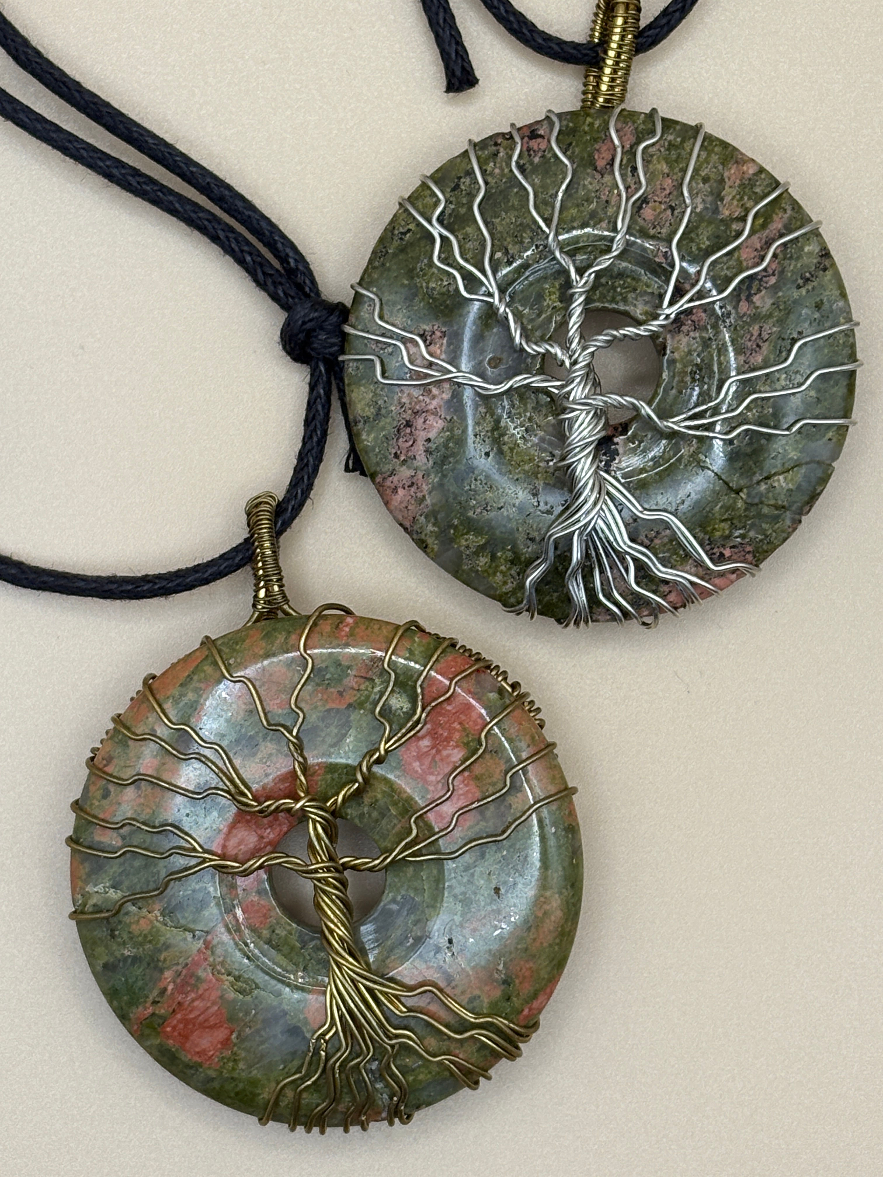 Unakite Heart‑Healing Tree of Life Talisman in Copper