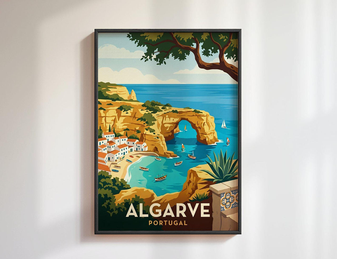 Algarve sea cave travel poster