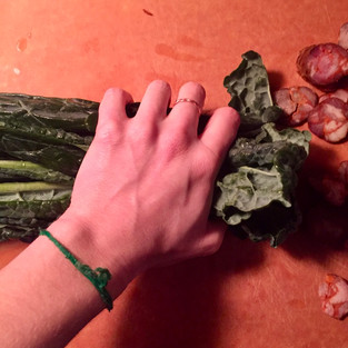 Roll up kale to chop thinly