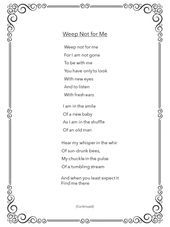 Weep Not for Me