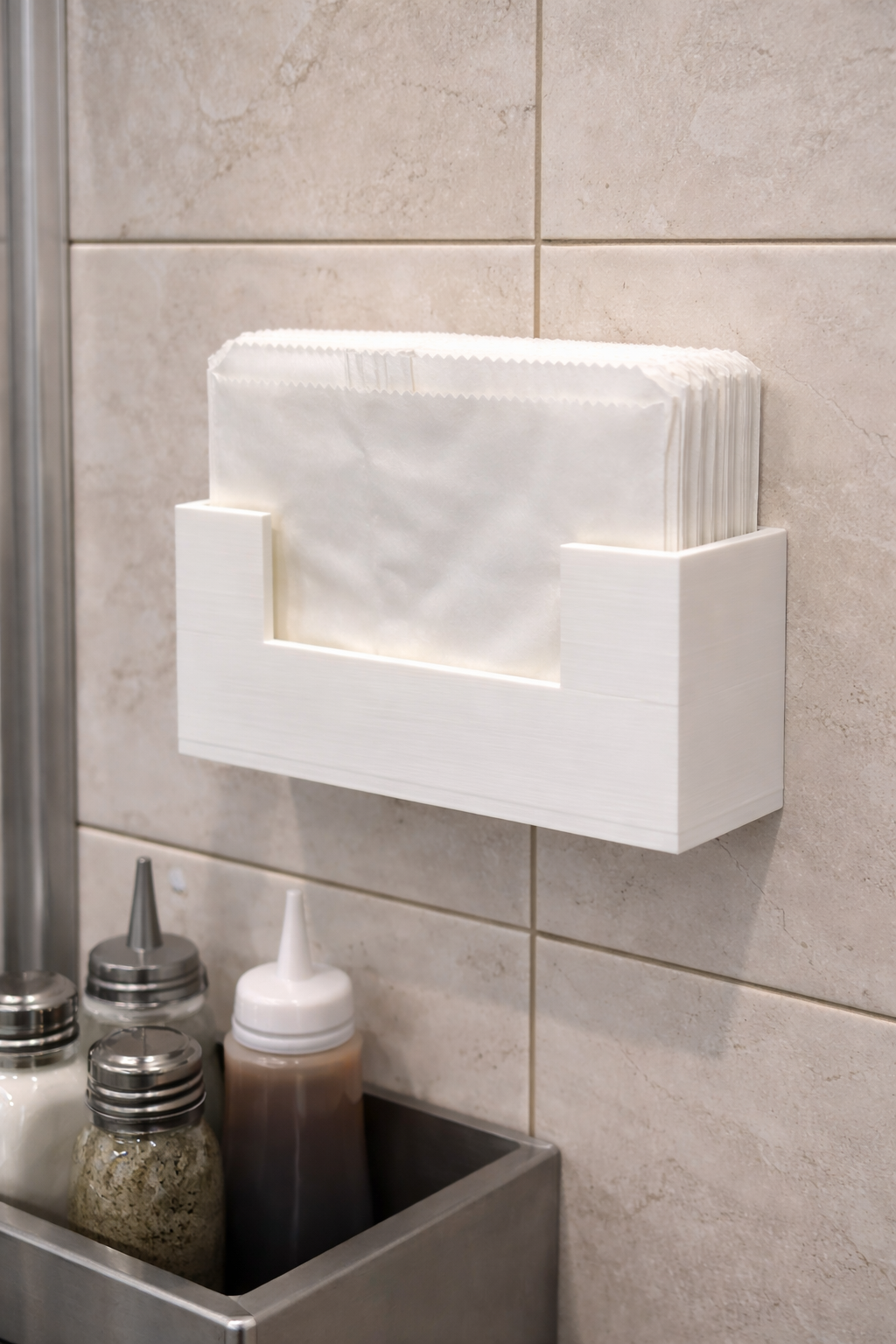 Wall-Mounted Paper Holder for fish and chips.