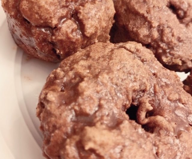 Vegan, Gluten-free double cinnamon glazed donuts.