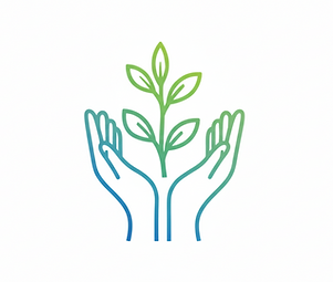 two palms holding a growing plan