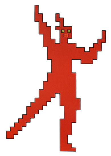 Petrus Wandrey, Red Dancer, 1987, cut-out steel with light-emitting diodes