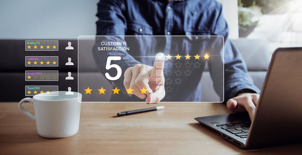 Person choosing a 5-star rating