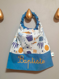 Serviette de cantine pour enfant, personnalisable avec le prénom, motif marin