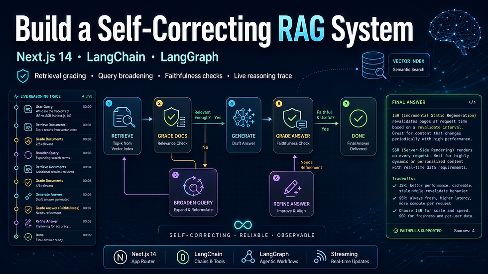 How to Build a Self-Correcting RAG System with Next.js 14, LangChain & LangGraph