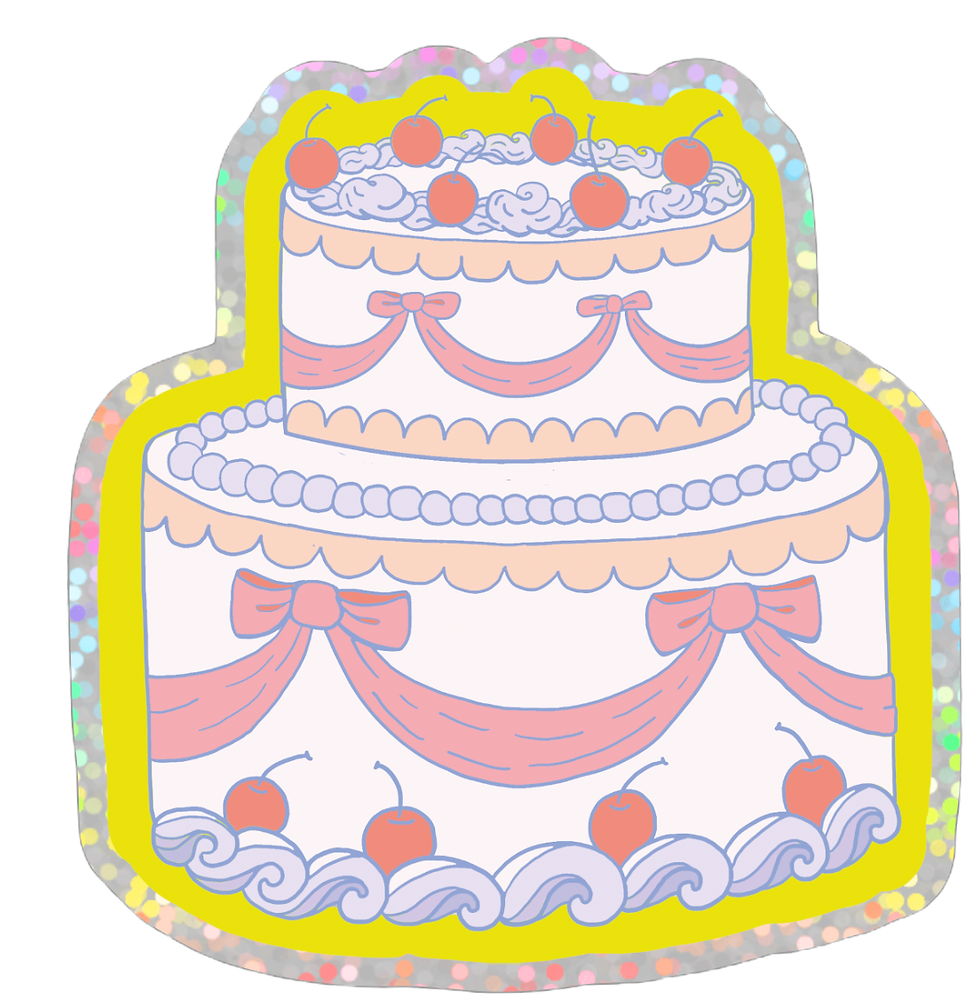 Thumbnail: Take-the-Cake Glitter Sticker | Vinyl Waterproof Sticker