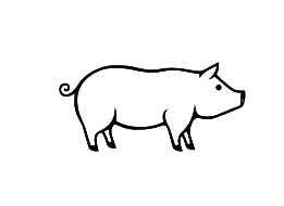 Icono minimalista de un cerdo en línea negra