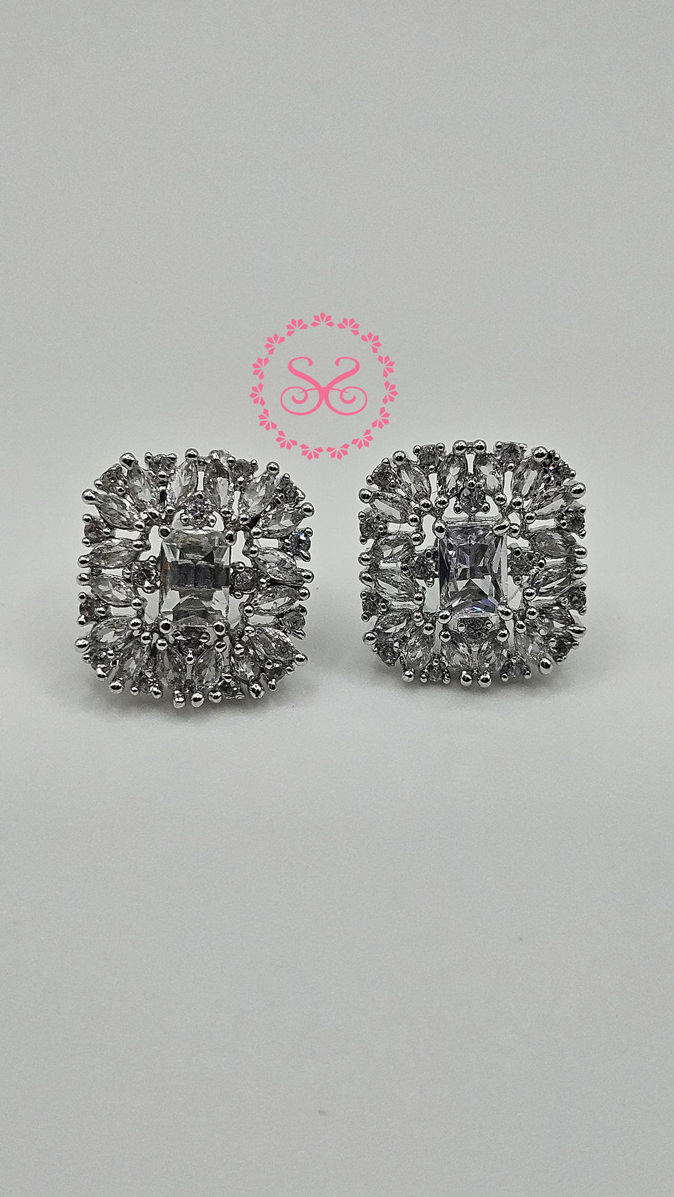 Vintage signed Clear Earrings