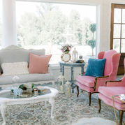 White & Pink Lounge Set, Red Roof Vintage Rentals, North Georgia and Chattanooga Event & Wedding Rentals