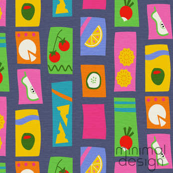 Whimsical charcuterie on abstract trays repeating pattern