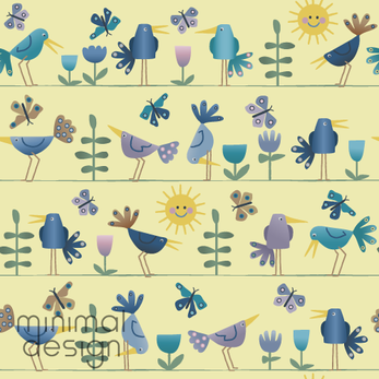 Comical birds surface pattern design