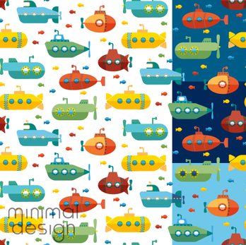 Whimsical submarines surface pattern