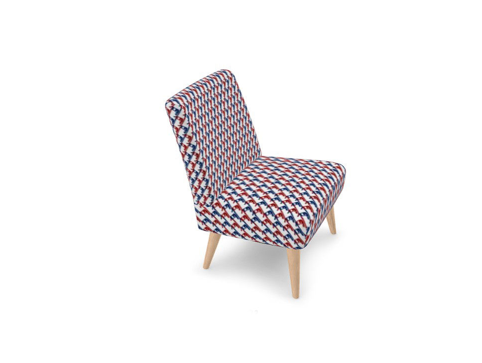 Occasional Chair in Houndstooth , red, white, blue and black