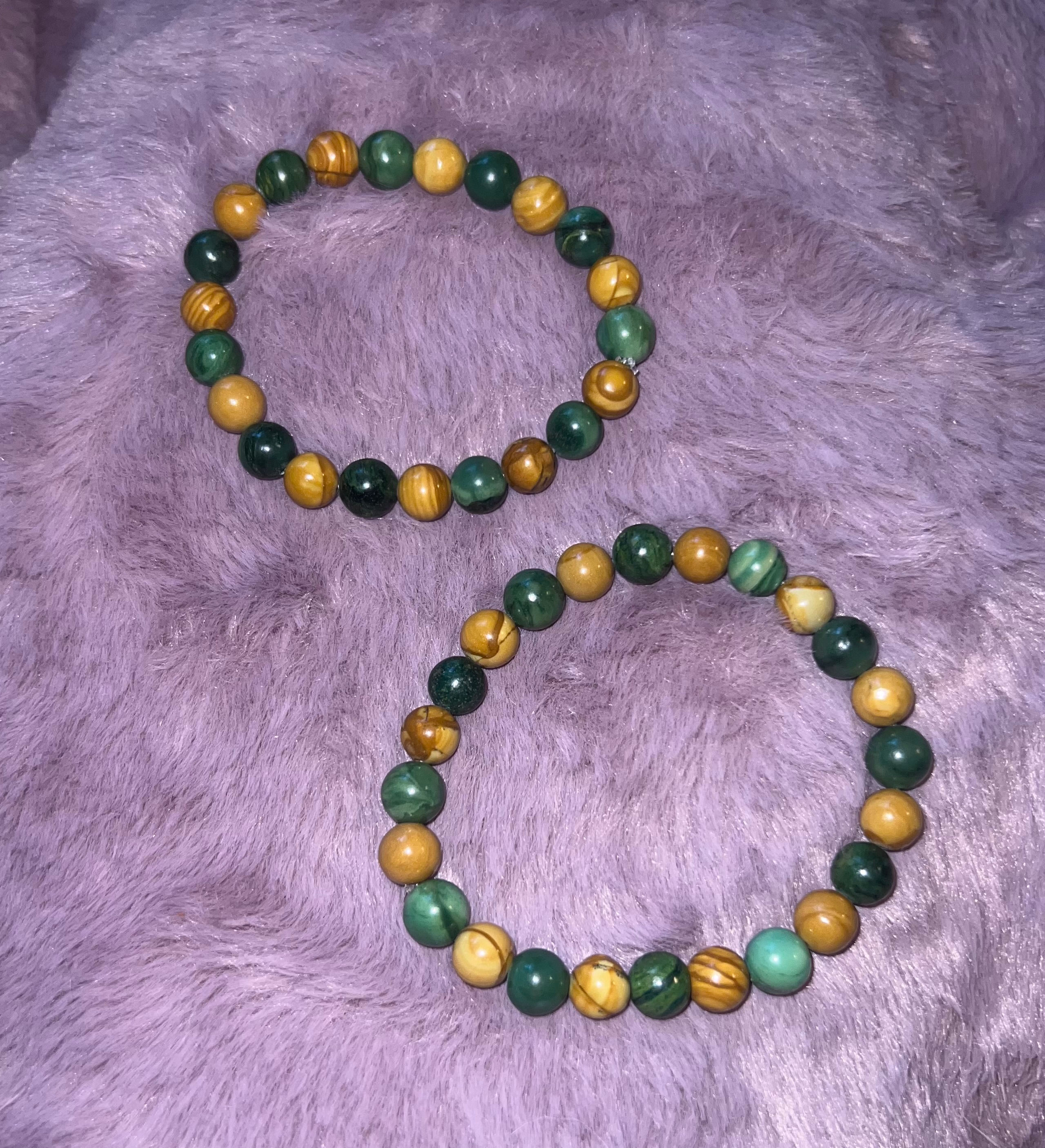 Wood Grain Jasper & Green African Jade