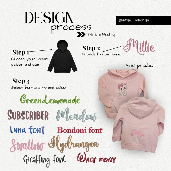 Thumbnail: Custom Kids’ Cat Hoodie – Appliqué Design & Embroidered Name