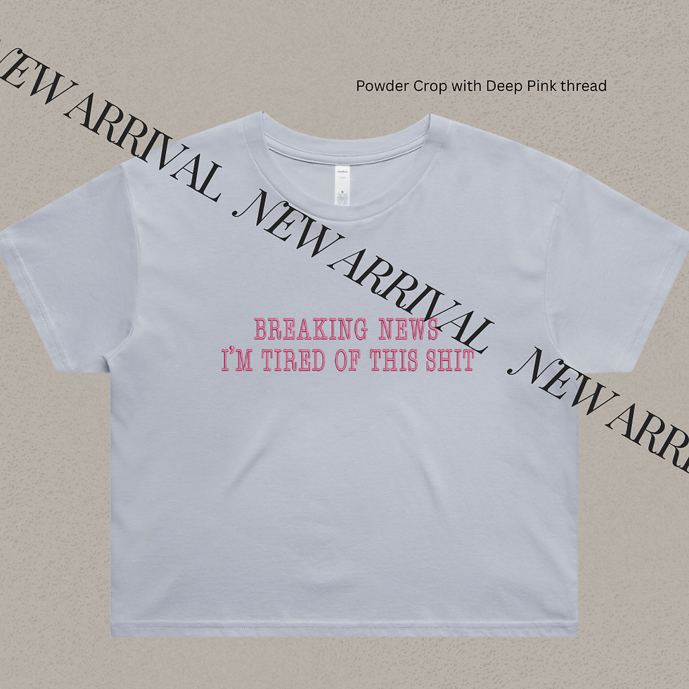 Thumbnail: Breaking News Crop Tee – Embroidered Statement Top
